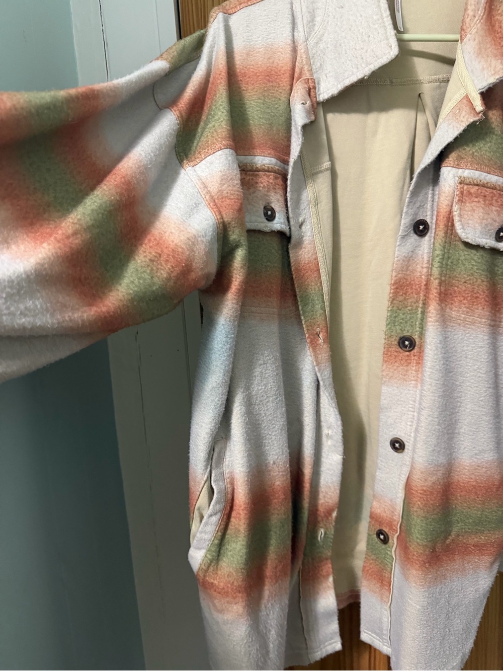 Free People Striped Ruby Jacket in Cream, Green & Rust - Picture 3 of 8